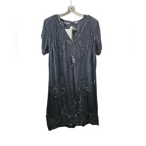 Vintage 80's Jewel Queen By Angelique Sequined Dress With Keyhole Back Size XL